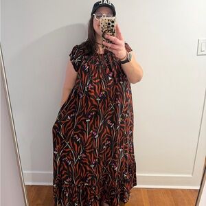 By Anthropologie smocked-neck pajama maxi